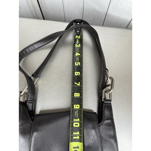 Vintage Guess Brown Faux Leather Shoulder Bag Tote Minimalist G Logo Purse Y2K - Picture 8 of 8